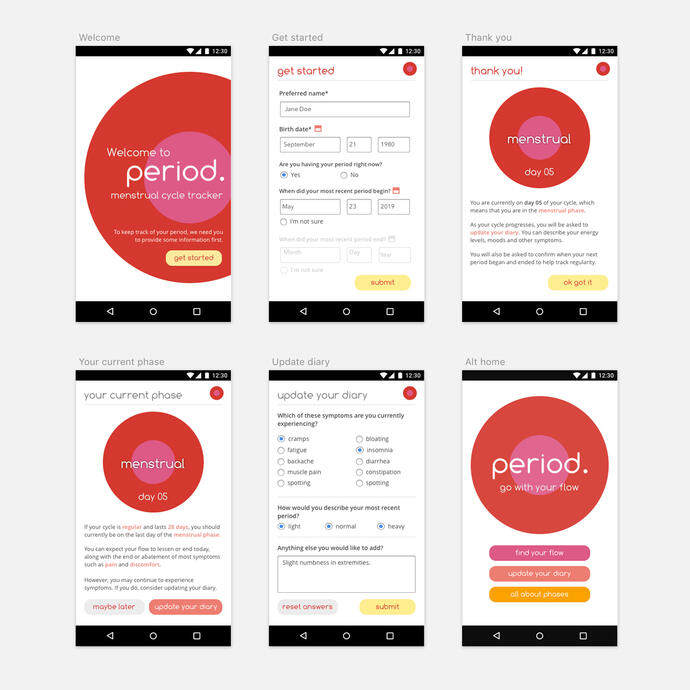 Period UX (setup screens)