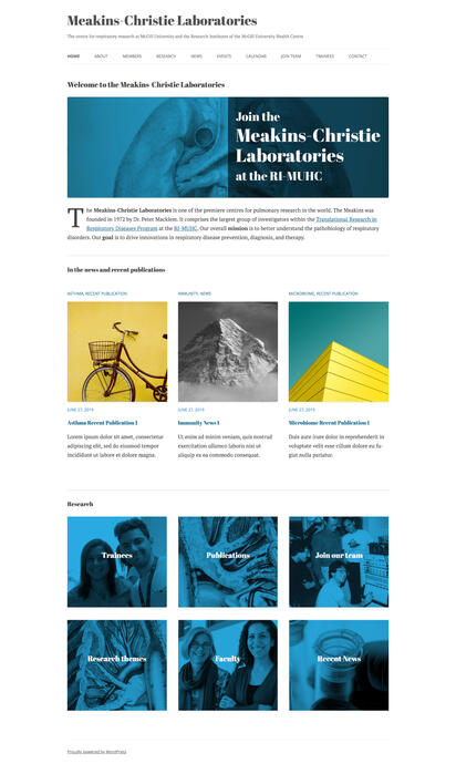 Meakins Christie Laboratories (proposed homepage redesign)