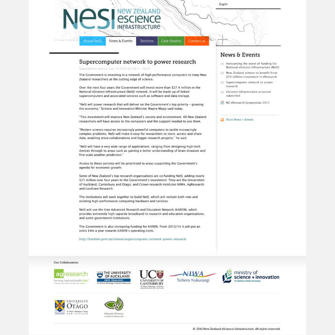 NeSI Website Design (News page)